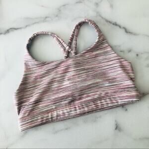 Athleta Girl pink red space dye print cross-cross strappy sports bra 266100